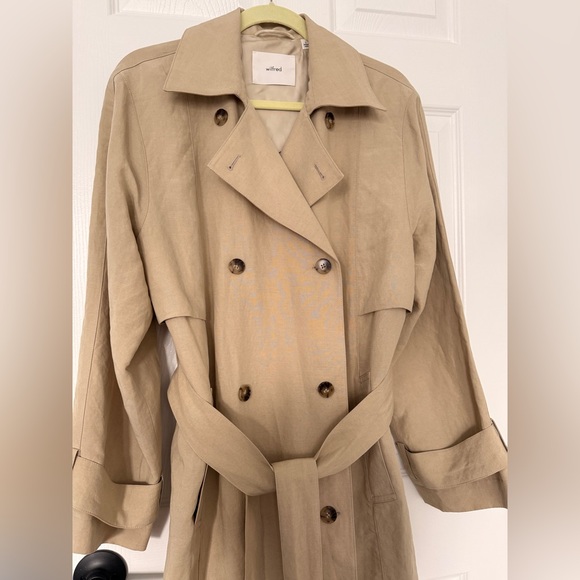 Aritzia Linen/ Tencel Lyocel Classic Beige Trench Coat - Picture 3 of 10